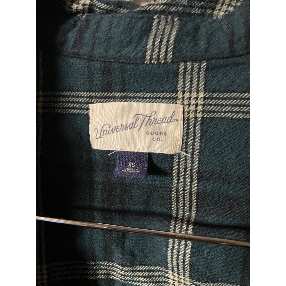Universal Thread Flannel Shirt Womens XS Teal Plaid Button Down - Picture 3 of 3
